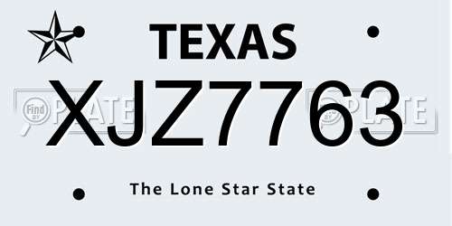 XJZ7763 Texas License Plate