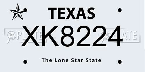 XK8224 Texas License Plate