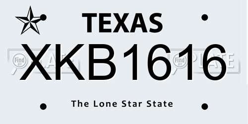 XKB1616 Texas License Plate