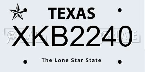 XKB2240 Texas License Plate