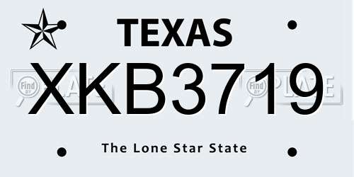 XKB3719 Texas License Plate
