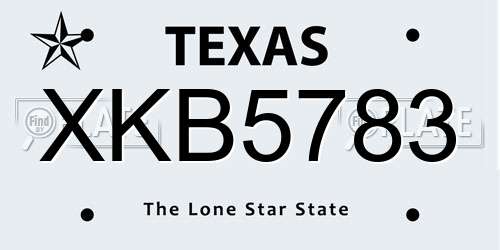 XKB5783 Texas License Plate