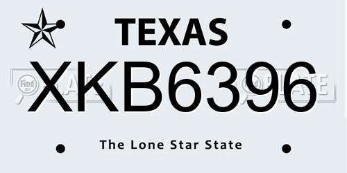 XKB6396 Texas License Plate