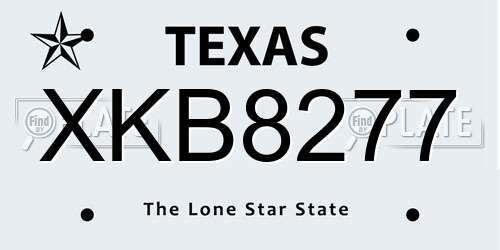 XKB8277 Texas License Plate