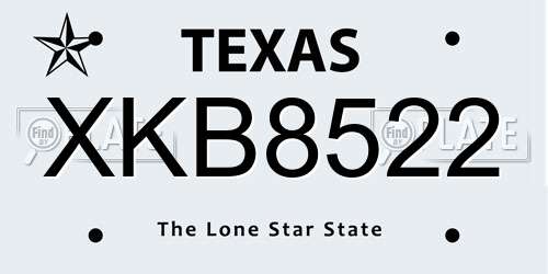 XKB8522 Texas License Plate