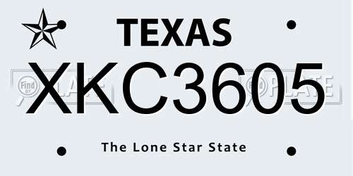 XKC3605 Texas License Plate