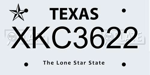 XKC3622 Texas License Plate