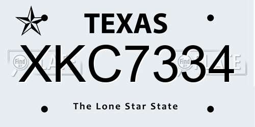 XKC7334 Texas License Plate
