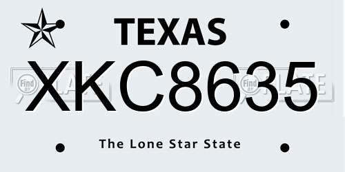 XKC8635 Texas License Plate