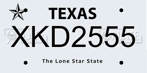 XKD2555 Texas License Plate