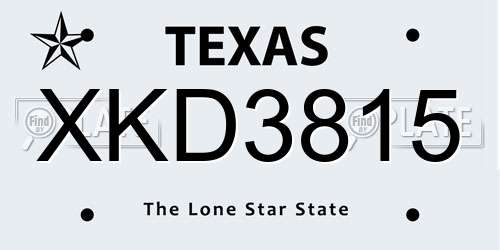 XKD3815 Texas License Plate