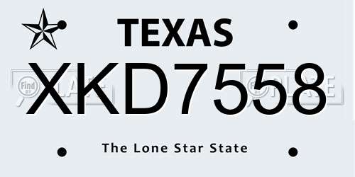 XKD7558 Texas License Plate