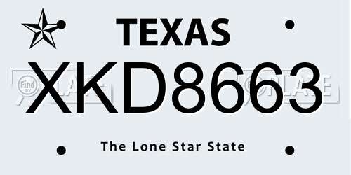 XKD8663 Texas License Plate