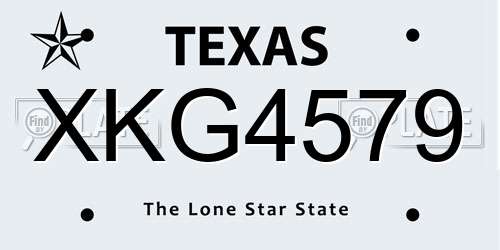 XKG4579 Texas License Plate