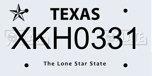 XKH0331 Texas License Plate