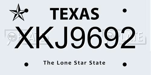 XKJ9692 Texas License Plate