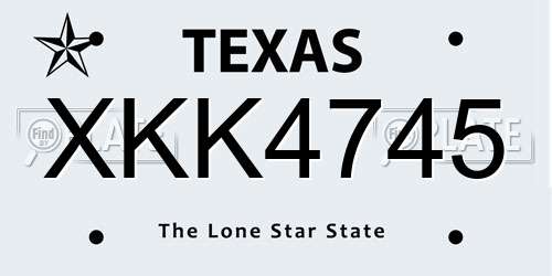 XKK4745 Texas License Plate