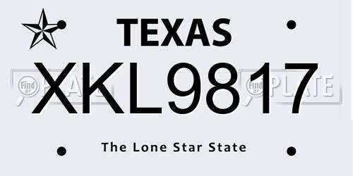 XKL9817 Texas License Plate