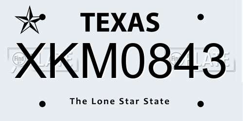 XKM0843 Texas License Plate