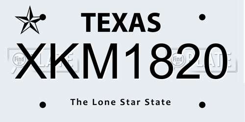 XKM1820 Texas License Plate