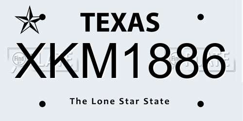 XKM1886 Texas License Plate