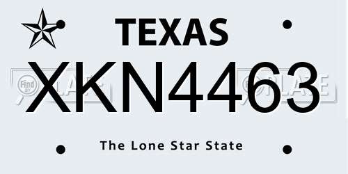 XKN4463 Texas License Plate