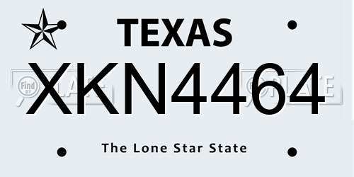 XKN4464 Texas License Plate