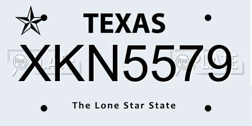 XKN5579 Texas License Plate
