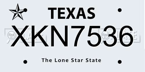 XKN7536 Texas License Plate