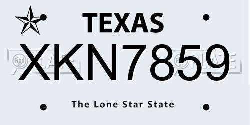 XKN7859 Texas License Plate