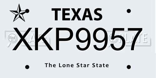 XKP9957 Texas License Plate