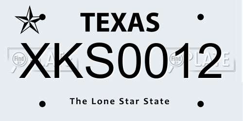 XKS0012 Texas License Plate