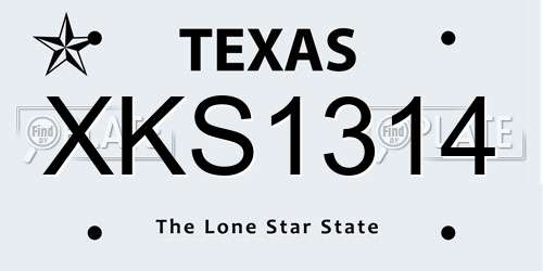 XKS1314 Texas License Plate