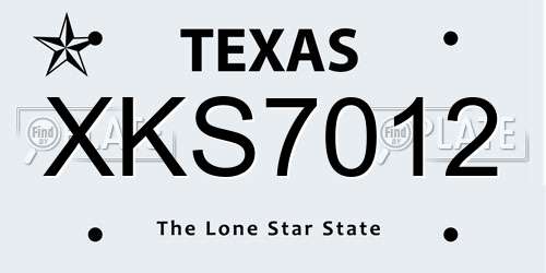 XKS7012 Texas License Plate