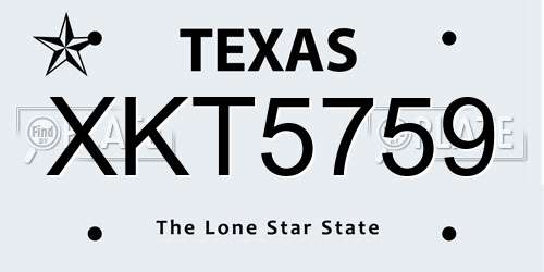 XKT5759 Texas License Plate