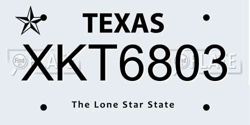 XKT6803 Texas License Plate