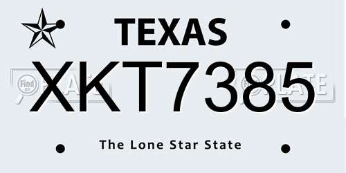 XKT7385 Texas License Plate