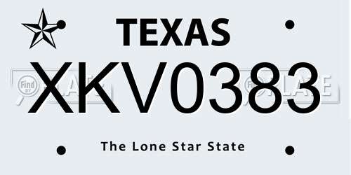 XKV0383 Texas License Plate