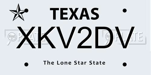 XKV2DV Texas License Plate