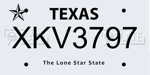 XKV3797 Texas License Plate