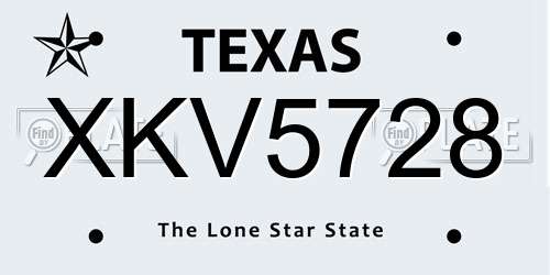 XKV5728 Texas License Plate