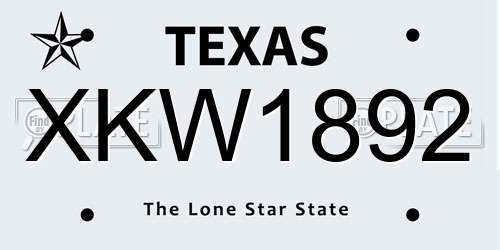 XKW1892 Texas License Plate
