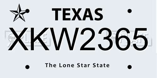 XKW2365 Texas License Plate