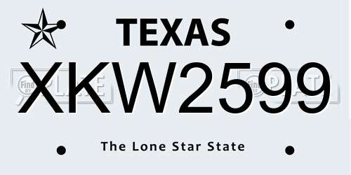 XKW2599 Texas License Plate