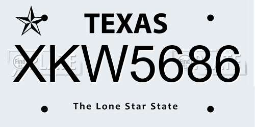 XKW5686 Texas License Plate