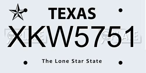 XKW5751 Texas License Plate