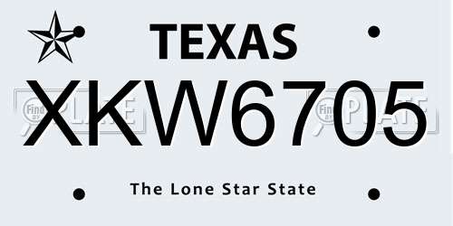 XKW6705 Texas License Plate