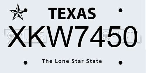 XKW7450 Texas License Plate