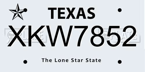 XKW7852 Texas License Plate
