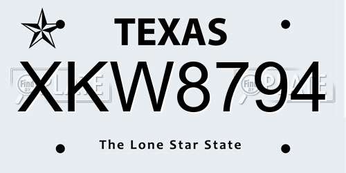 XKW8794 Texas License Plate